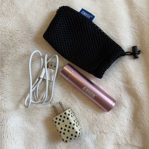 Anker Metallic Pink Charger with Accessories